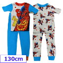 送料無料 スパイダーマン 子供用 パジャマ キッズパジャマ 寝間着 ルームウエア Tシャツ 半袖 2着セット 8歳 130cm