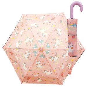 子供用 折りたたみ傘 キッズアンブレラ レイングッズ ユニコーン ピンク グラスファイバー 53cm