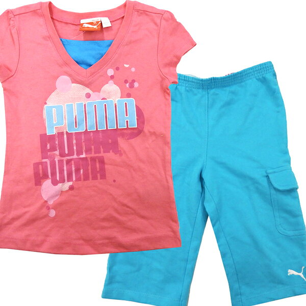 送料無料 PUMA プーマ 子供 キッズ 半袖 Tシャツ カットソー カットパンツ 上下 セットアップ 110cm 115cm