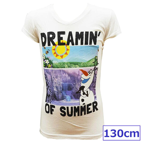 送料無料 Disney ディズニー プリンセス アナと雪の女王 オラフ Tシャツ 半袖 キッズ カットソー アナ エルサ ホワイト 130cmのサムネイル