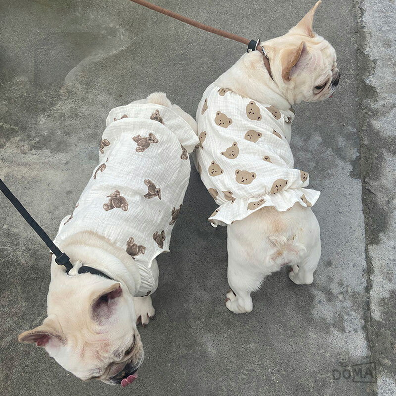 犬服 春夏 タンクトップ 袖なし フレンチブルドッグ パグ ノースリーブ キャミソール ペットウェア カットソー ドッグウェア Tシャツ 抜け毛防止 インスタ映え くま柄 韓国風 お散歩ペット服 犬 服 猫服 犬用 ペット用品 大人