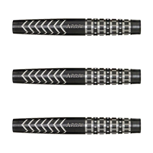 DYNASTY A-FLOW BLACK LINE コーティングタイプ MANTRA 2BA アレックス・レイズ選手モデル　※ご覧頂いているディスプレイの設定等により、実物と色合いが異なる場合がございます。※この画像はDarts HiVeが作成しており、文章・写真などの複製、無断転載を禁じます。※内容物・商品仕様は予告なく変更となる場合がございます。 ■商品仕様 スペックデータ &nbsp; 材質 単体重量 全長 最大径 タイプ ：90%タングステン ：18.0g ：50.0mm ：6.8mm ：2BA 内容物 &nbsp; ・バレル ・シャフト ・チップ ・フライト ×1set(3個) ×1set(3個) ×1set(3個) ×1set(3個) ■商品説明 2020.12.10 発売商品 THE WORLDを中心に世界の舞台で活躍する、アレックス・レイズ選手のA-FLOWファーストモデルが登場。 アグレッシブにデザインされたメイングリップエリアは、スローの力を正確に伝えるために、全方向にテンションが掛かるようカットを施しました。 フロントエリアへは指全体に馴染むウエイヴィーリングカットを幅広く配置し、あらゆるグリップに対応。 攻撃的な飛びを誇る全長50.0mmのロングトルピードバレルが完成しました。 ■ご注文前に必ずご確認下さい 【仕様・付属品に関して】 ※商品ページ掲載の商品仕様や、パッケージ・デザイン・付属品等は、予告無しに変更となる場合がございます。 予めご理解・ご了承の上ご注文下さい。 AlexReyes