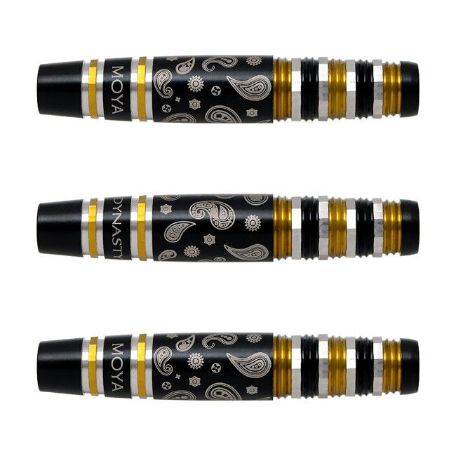 DYNASTY collaboration MOYA2 2BA MOYAモデル　※ご覧頂いているディスプレイの設定等により、実物と色合いが異なる場合がございます。※この画像はDarts HiVeが作成しており、文章・写真などの複製、無断転載を禁じます。※内容物・商品仕様は予告なく変更となる場合がございます。 ■商品仕様 スペックデータ &nbsp; 材質 単体重量 全長 最大径 タイプ ：90%タングステン ：18.0g ：42.0mm ：7.6mm ：2BA 内容物 &nbsp; ・バレル ・シャフト ・チップ ・フライト ×1set(3個) ×1set(3個) ×1set(3個) ×1set(3個) ■商品説明 2022.04.27 発売商品 人気ユーチューバーMOYAさんとのコラボレーションバレル第3弾。 MOYAさんが愛用していた、大和久明彦選手モデル「TRIPLEIGHT effort」のメインカットを落とし込んだトルピードバレルです。 安定したグリップを供給する交互に配置したナットカットに、繊細でダーツの抜けも抜群なトライアングルカット。 高い実績を誇るコンビネーションにライトな操作性を求めたアウトラインとなっており、「戦うためのバレル」が完成しました。 ■ご注文前に必ずご確認下さい 【仕様・付属品に関して】 ※商品ページ掲載の商品仕様や、パッケージ・デザイン・付属品等は、予告無しに変更となる場合がございます。 予めご理解・ご了承の上ご注文下さい。 MOYA
