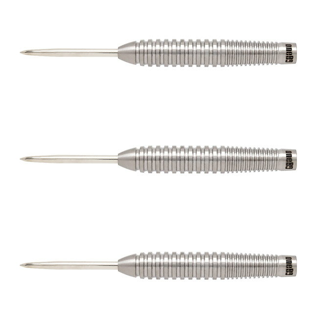 One80 Strike-04 STEEL 26g　 ※ご覧頂いているディスプレイの設定等により、実物と色合いが異なる場合がございます。※この画像はDarts HiVeが作成しており、文章・写真などの複製、無断転載を禁じます。※内容物・商品仕様は予告なく変更となる場合がございます。 ■商品仕様 スペックデータ &nbsp; 材質 単体重量 全長 最大径 タイプ ：80%タングステン ：26.0g(ポイント含む) ：48.5mm ：7.7mm ：STEEL 内容物 &nbsp; ・バレル ・シャフト ・フライト ×1set(3個) ×2set(6個) ×1set(3個) ■商品説明 2種類のリングカットを使ったトルピードバレル。 フロントは幅広めのカット、リアは細めのカットをそれぞれ配置。 太めの最大径でグリップ感もよく、初心者から上級者まで幅広くお使いいただけます。 ■ご注文前に必ずご確認下さい 【仕様・付属品に関して】 ※商品ページ掲載の商品仕様や、パッケージ・デザイン・付属品等は、予告無しに変更となる場合がございます。 予めご理解・ご了承の上ご注文下さい。