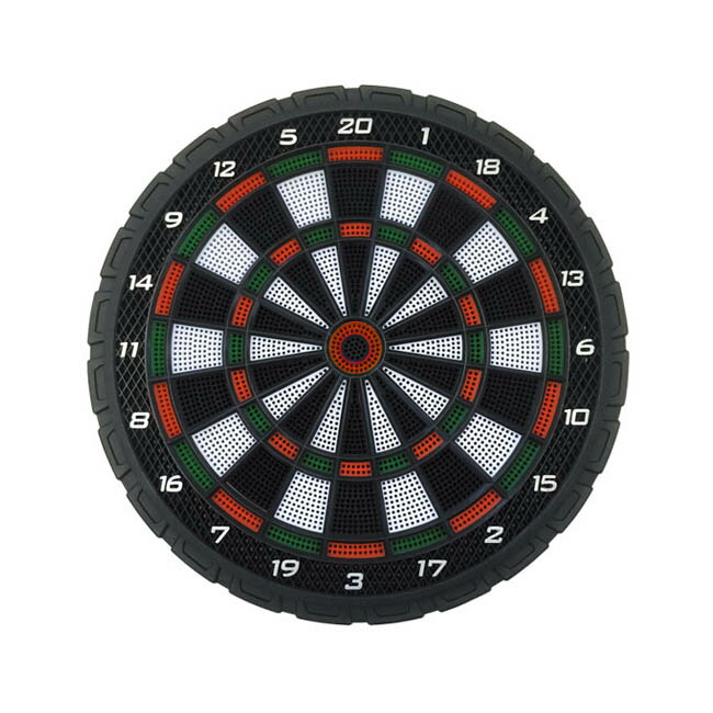 あす楽対応_■商品仕様 スペックデータ   サイズ プレイングエリア ：直径30.7cm×厚さ1.7cm ：9.5インチ 内容物   ・ボード ・ダーツ ・予備チップ ・壁掛け用取り付けネジ ×1個 ×1set(3個) ×9個 ×1個 ■商品説明 2018.02.09 発売商品 フックで壁にかけても良し、スタンドで立てても良し、 どこでも気軽に使えるコンパクトな卓上ボードです。 かわいい見た目とは裏腹に、静音シート内蔵の本格派。 インテリアにも最適なダーツボードです。 ■ご注文前に必ずご確認下さい 【仕様・付属品に関して】 ※商品ページ掲載の商品仕様や、パッケージ・デザイン・付属品等は、予告無しに変更となる場合がございます。 予めご理解・ご了承の上ご注文下さい。