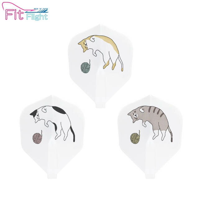 D.CRAFT(ディークラフト) Fit Flight(フィットフライト) ねこたま シェイプ ホワイト　(ダーツフライト)