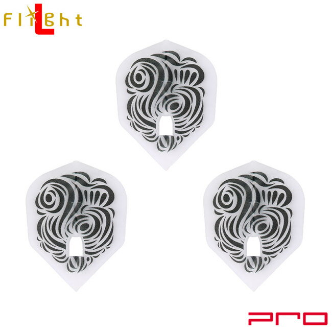 D.CRAFT(ディークラフト) L-Flight PRO(エルフライト プロ) 渦 シェイプ クリアホワイト　(ダーツ フライト)