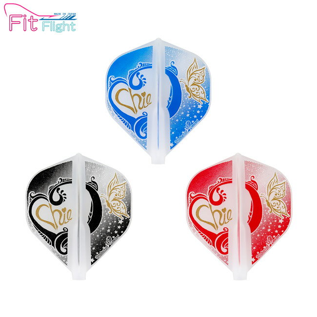 ※ご覧頂いているディスプレイの設定等により、実物と色合いが異なる場合がございます。※この画像はDarts HiVeが作成しており、文章・写真などの複製、無断転載を禁じます。※内容物・商品仕様は予告なく変更となる場合がございます。 ■商品仕様 スペックデータ &nbsp; 形状 内容量 ：スタンダード ：3個 ■商品説明 2023.05.29 発売商品 COSMO DARTSプレーヤー、及位千恵子選手モデルフライト第1弾。 ガーリーなモチーフが、色違いのプリントで印象がガラッと変わるデザインです。 2022ダーツ祭りで販売されたFit Flightに、Fit Flight AIRを追加して一般発売となります。 ■ご注文前に必ずご確認下さい 【仕様・付属品に関して】 ※こちらのフライトをお使い頂くには、専用のシャフト(FIT SHAFT)が必要です。 FIT SHAFT以外のシャフトにはお使い頂けませんので、ご注意ください。 ※一度ロックタイプのシャフトで使用したフライトは、シャフト挿入部が広がるためスピンタイプのシャフトに使用できません。 ※商品ページ掲載の商品仕様や、パッケージ・デザイン・付属品等は、予告無しに変更となる場合がございます。 予め、ご理解・ご了承の上、ご注文下さい。 ChiekoNozoki