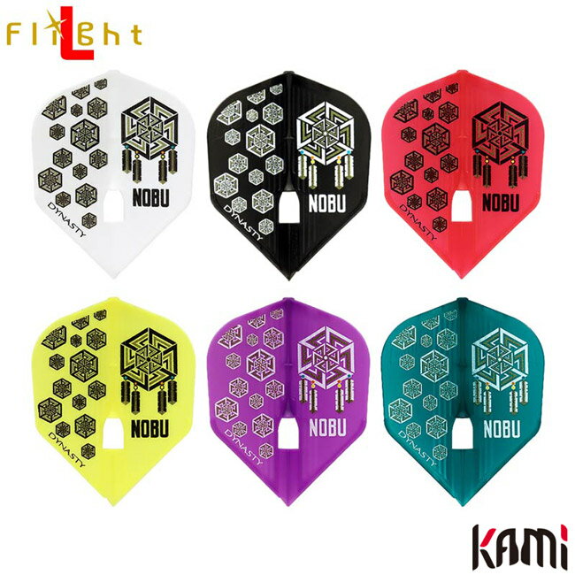 ※ご覧頂いているディスプレイの設定等により、実物と色合いが異なる場合がございます。※この画像はDarts HiVeが作成しており、文章・写真などの複製、無断転載を禁じます。※内容物・商品仕様は予告なく変更となる場合がございます。 ■商品仕様 スペックデータ &nbsp; 形状 内容量 ：スモール(シェイプ) ：3個 ■商品説明 2020.07.09 発売商品 DYNASTYプレイヤー、山本信博選手シグネイチャーフライトver.2がKAMIフライトになって登場！ 豊富なカラーリング展開で自分好みの色を選べます。 「L-Flight KAMI」は、紙フライト並みのしなやかさを実現したこれまでになかったフライト。 今までのエルフライト以上の強度を保ち、更に90度に対してしなやかというのが特徴です。 通常のエルフライトと同様にシャンパンリングにも対応しています。 ■ご注文前に必ずご確認下さい 【仕様・付属品に関して】 ※商品ページ掲載の商品仕様や、パッケージ・デザイン・付属品等は、予告無しに変更となる場合がございます。 予め、ご理解・ご了承の上、ご注文下さい。 NobuhiroYamamoto