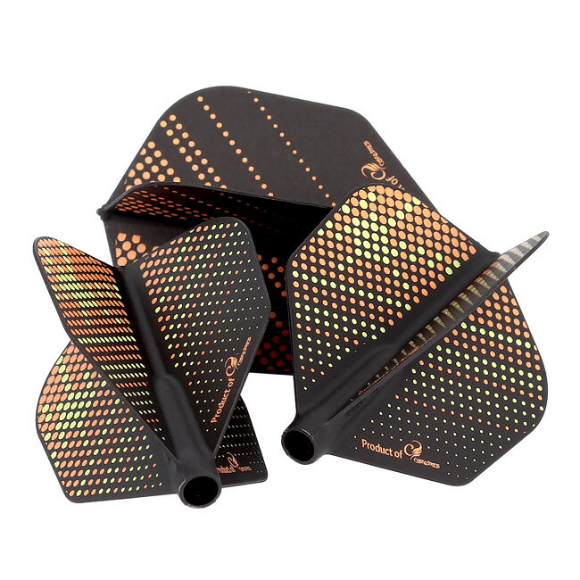 ダーツ専門店 カウントアップのCOSMO DARTS(コスモダーツ) Fit Flight(フィットフライト) Printed Series Orange Sunrise シェイプ Dブラック　(ダーツ フライト)｜アングル2