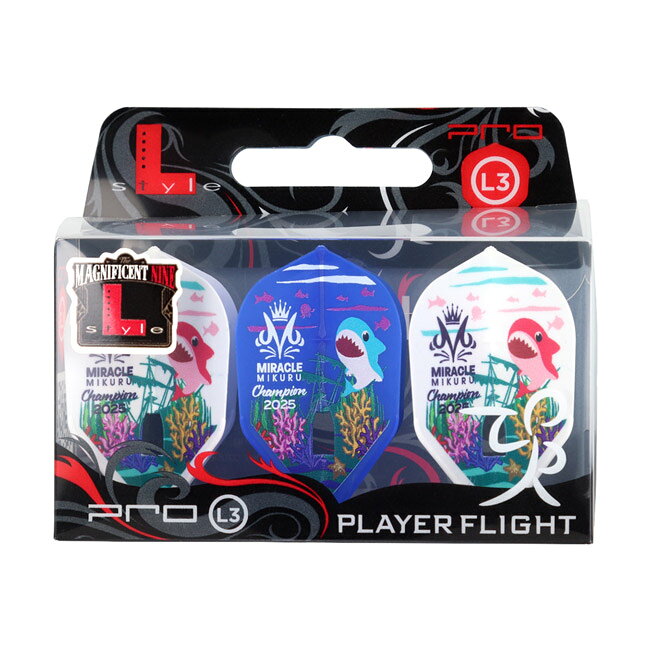 ダーツ専門店 カウントアップのL-style(エルスタイル) L-Flight PRO(エルフライト プロ) 村松未来2025 CHAMPION シェイプ MIX 村松未来選手モデル　(ダーツ フライト)｜アングル3