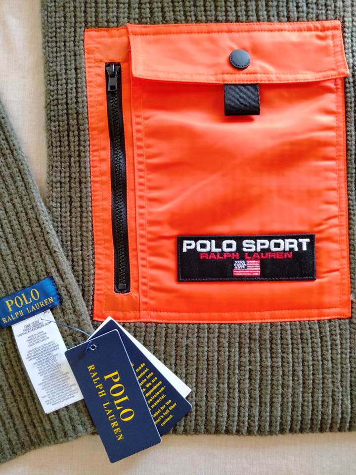 ポロスポーツ ラルフローレン マフラー オリーブグリーン ミリタリー Polo Ralph Lauren スカーフ ニット ストール MA-1