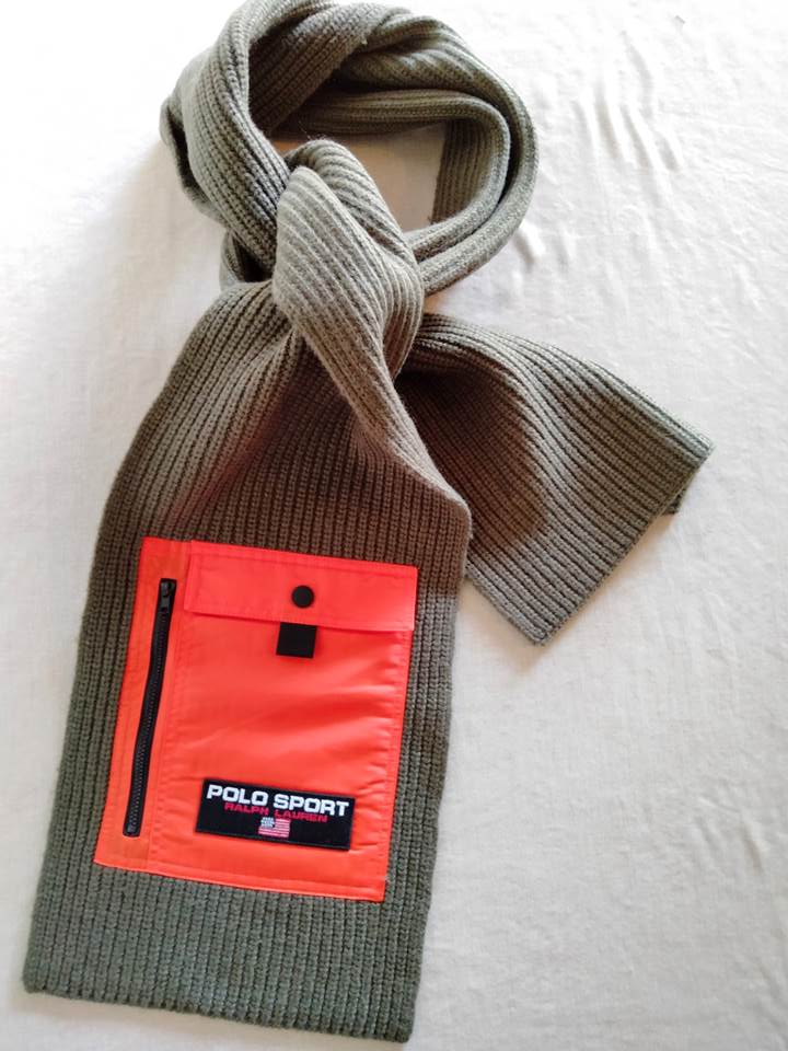 ポロスポーツ ラルフローレン マフラー オリーブグリーン ミリタリー Polo Ralph Lauren スカーフ ニット ストール MA-1