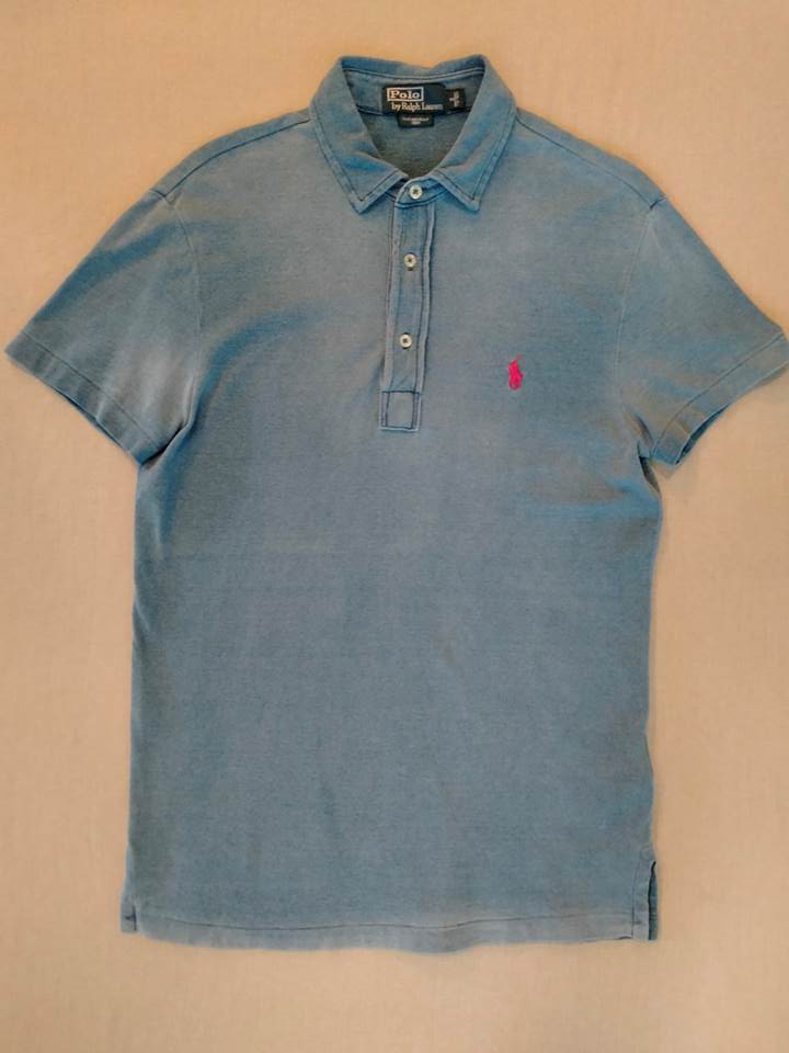 ポロ ラルフローレン Polo Ralph Lauren インディゴ染め ポロシャツ 半袖 シャツ（アメリカ輸入USED品）