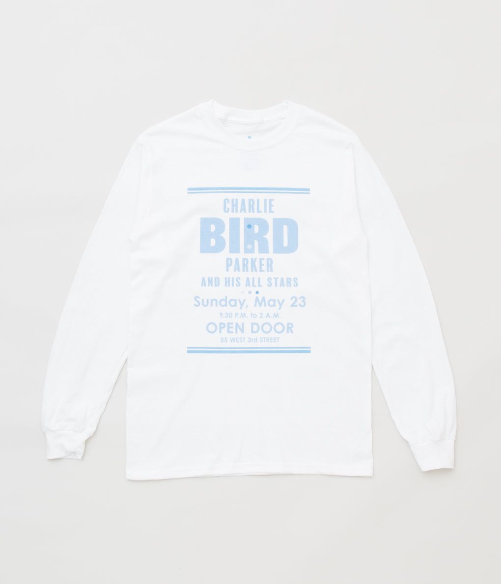 BLUESCENTRIC 'CHARLIE PARKER 'BIRD' L/S TEE'(WHITE)