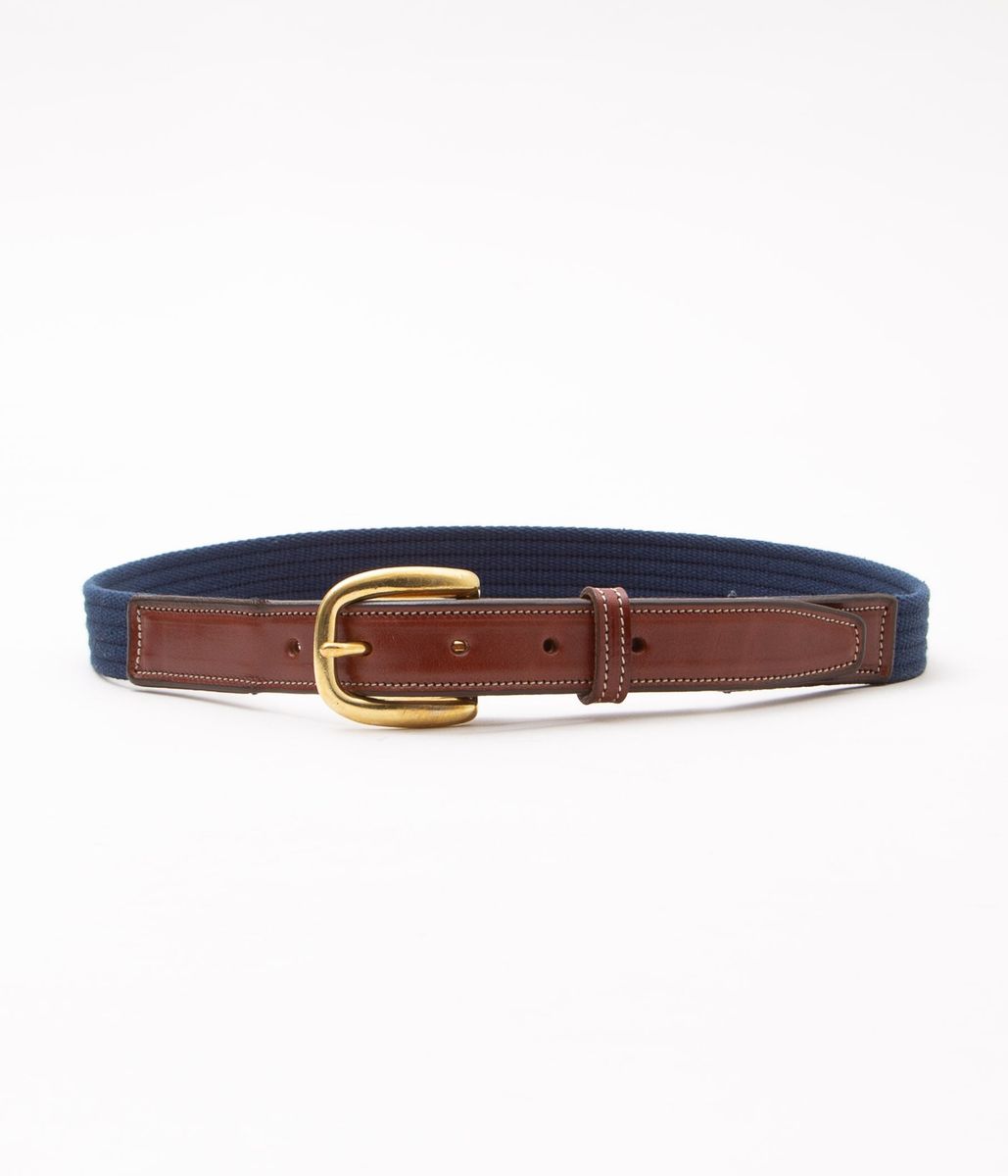 TORY LEATHER '1'COTTON WEB BELTS'(OAKBARK/NAVY)