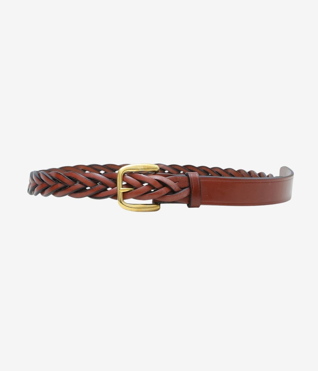 TORY LEATHER ''3182 1-1/4 LONG TIP BRAITED BELT'' (OAKBARK/BRASS)