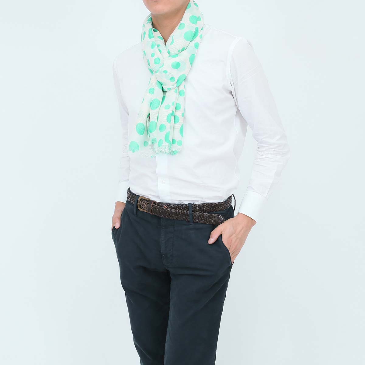 ALTEA/ ストール ブルー/レッド/ミント メンズ cr