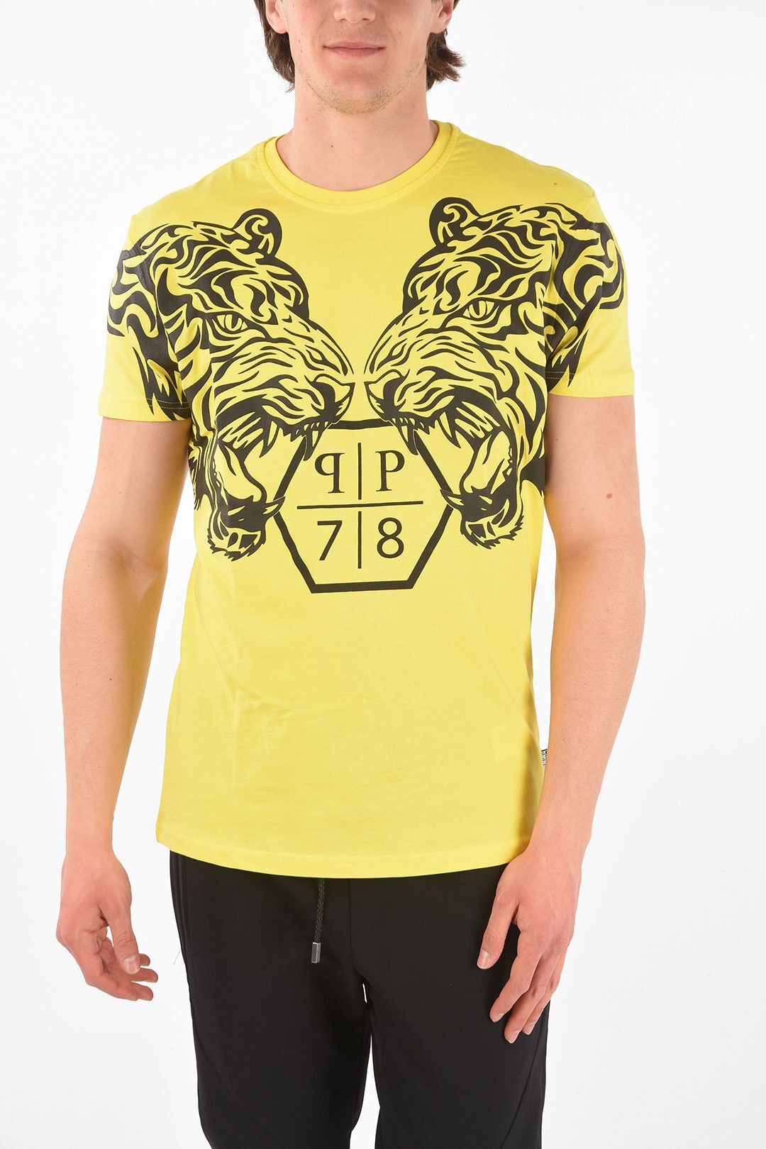 PHILIPPPLEINフィリッププレインYellowトップスS19CMTK4790PJY002N09メンズHOMMEEST.1978PRINTEDEXAGONTIGERCREW-NECKT-SHIRT【関税・送料無料】【ラッピング無料】dk