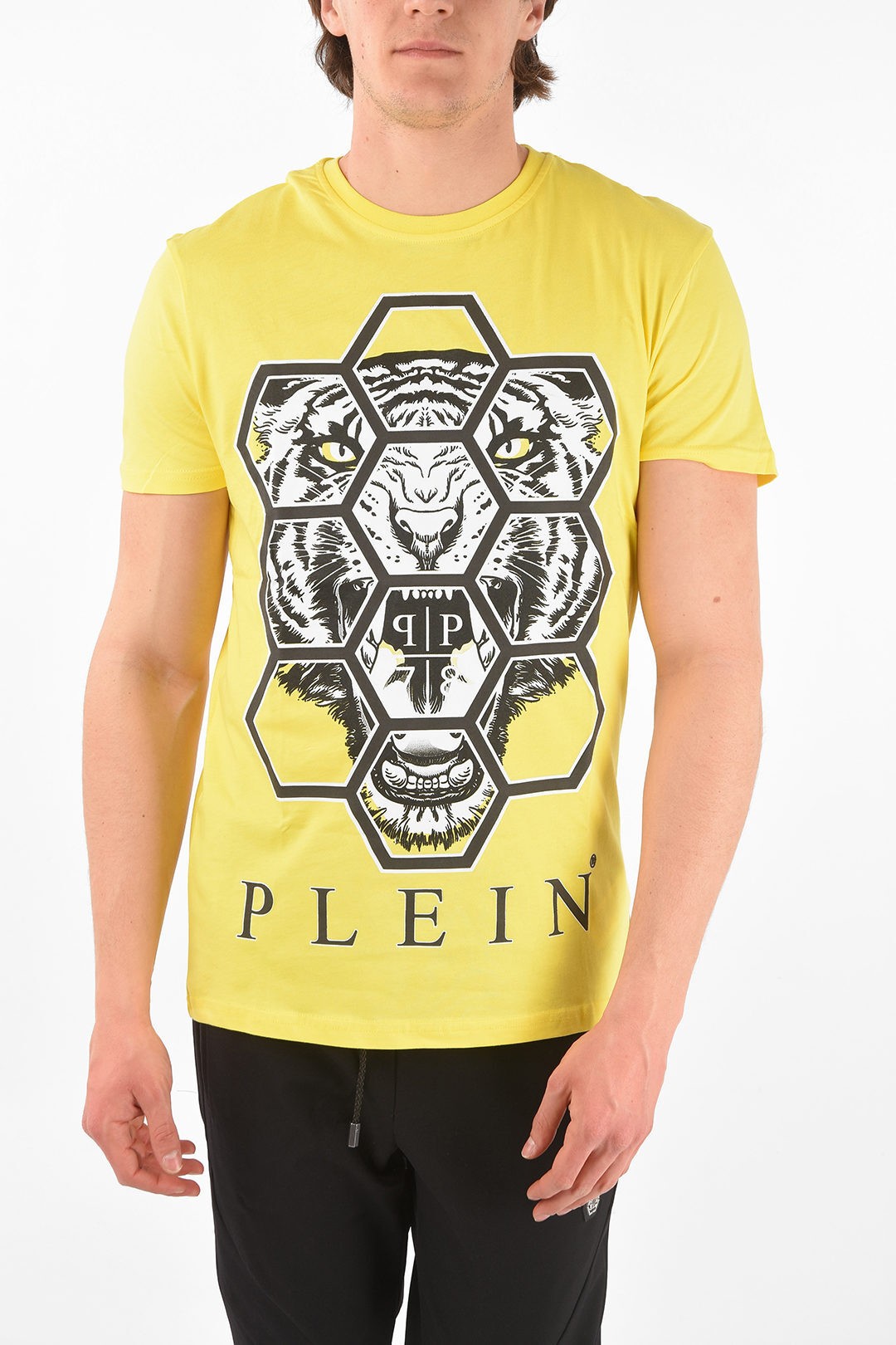 PHILIPPPLEINフィリッププレインYellowトップスS19CMTK4791PJY002N09メンズHOMMEEST.1978BACKPRINTEDEXAGONTIGERV-NECKT-SHIRT【関税・送料無料】【ラッピング無料】dk