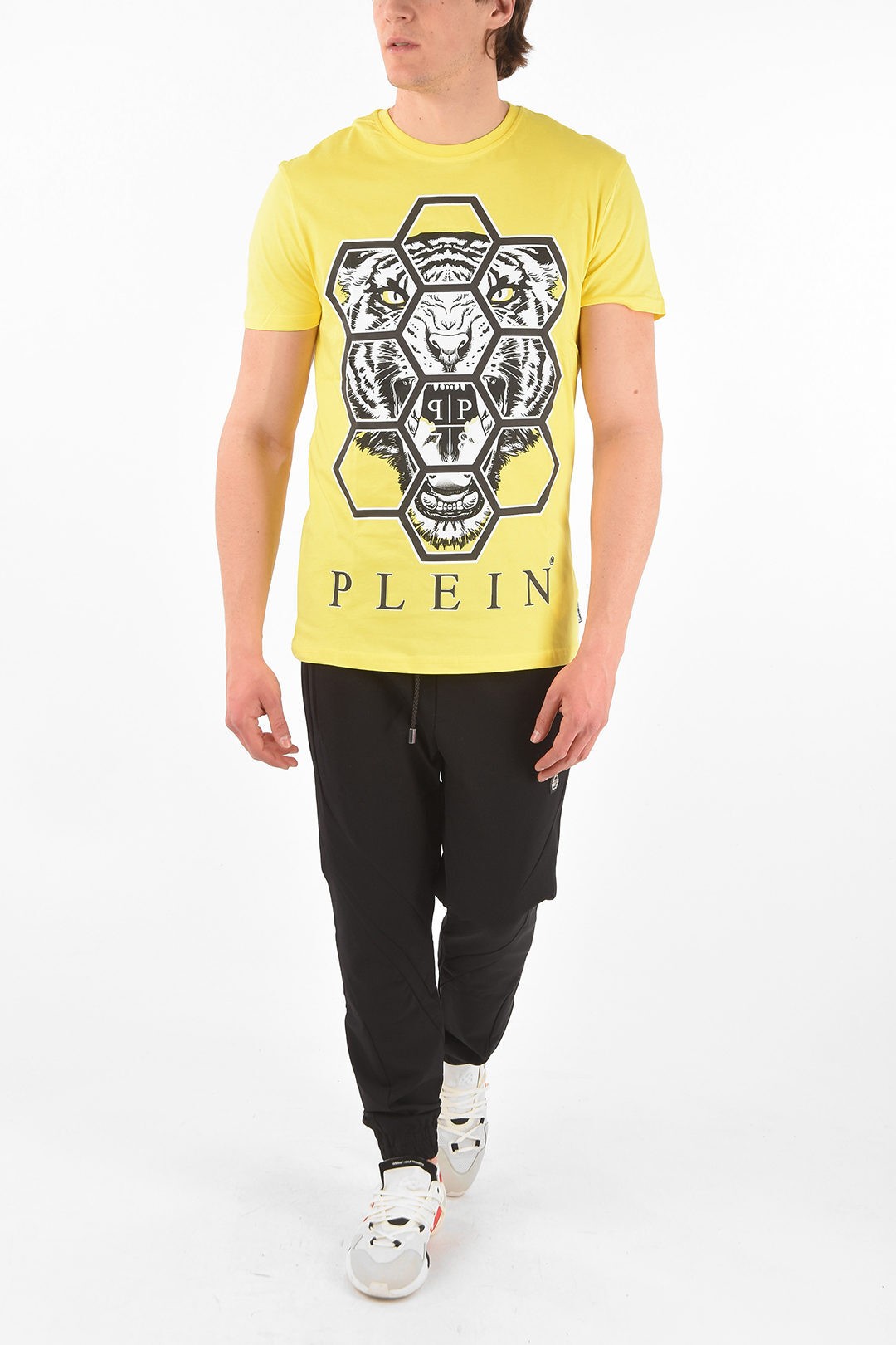 PHILIPPPLEINフィリッププレインYellowトップスS19CMTK4791PJY002N09メンズHOMMEEST.1978BACKPRINTEDEXAGONTIGERV-NECKT-SHIRT【関税・送料無料】【ラッピング無料】dk