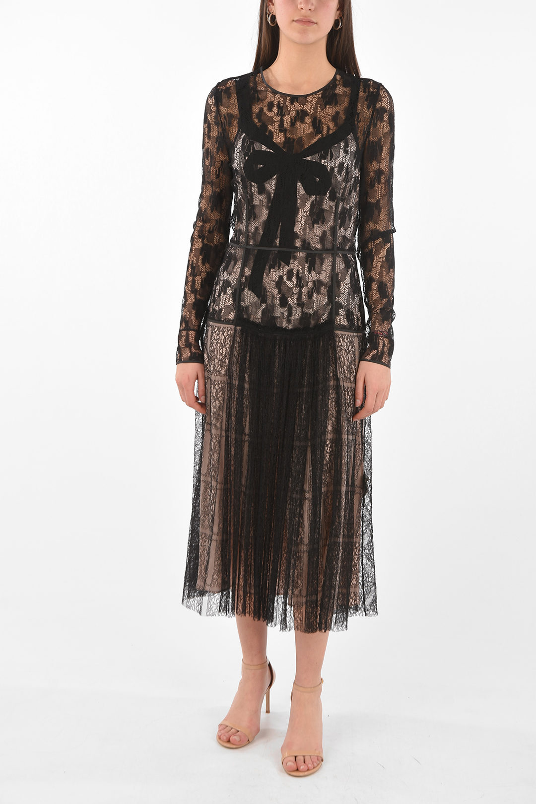 BOTTEGA VENETA ボッテガ ヴェネタ Black ドレス 513247/VEQY16874 レディース CREW NECK INNER PETTICOAT LACE DRESS 【関税・送料無料】【ラッピング無料】 dk