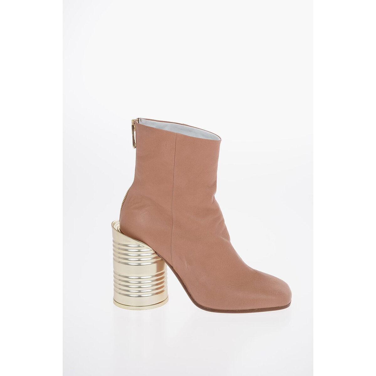 MAISON MARGIELA/メゾン マルジェラ Brown レディース MM6 11cm Tin Can Heel Buffeted Leather Ankle Boot dk