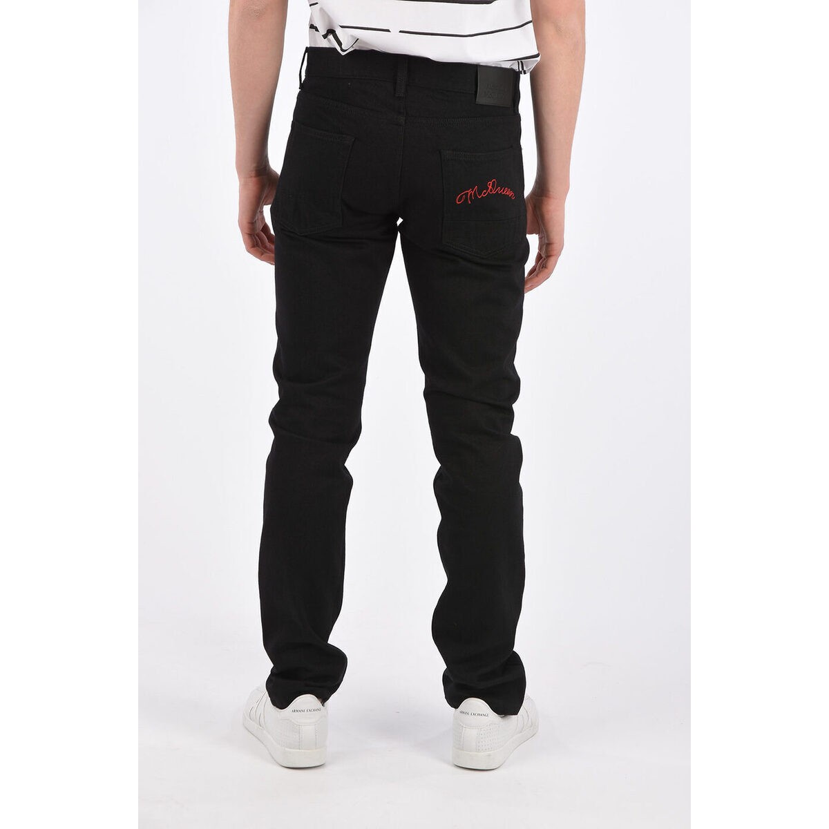 ALEXANDER MCQUEEN/アレキサンダー マックイーン Black メンズ Tapered Fit Jeans with Emboriedered Pocket dk