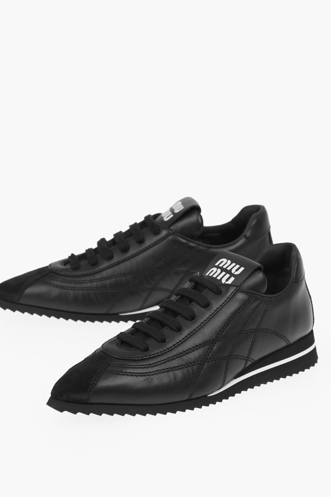 MIU MIU ミュウ ミュウ Black スニーカー 5E448DF005/3F7DF0002 レディース POINT TOE QUILTED LEATHER SNEAKERS 【関税・送料無料】【ラッピング無料】 dk