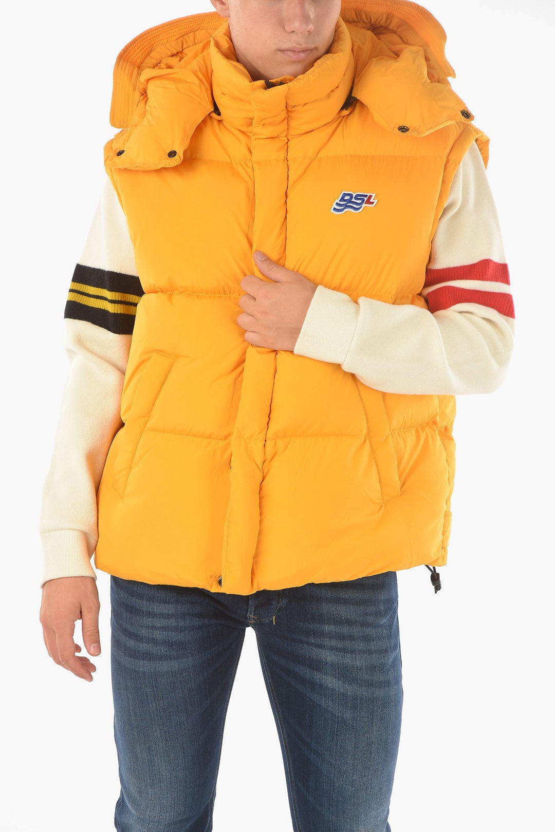 DIESEL ディーゼル Yellow ジャケット A03739 0AEAI 22K メンズ SLEEVELESS W-ROLF-SL DOWN JACKET WITH REMOVABLE HOOD 【関税・送料無料】【ラッピング無料】 dk