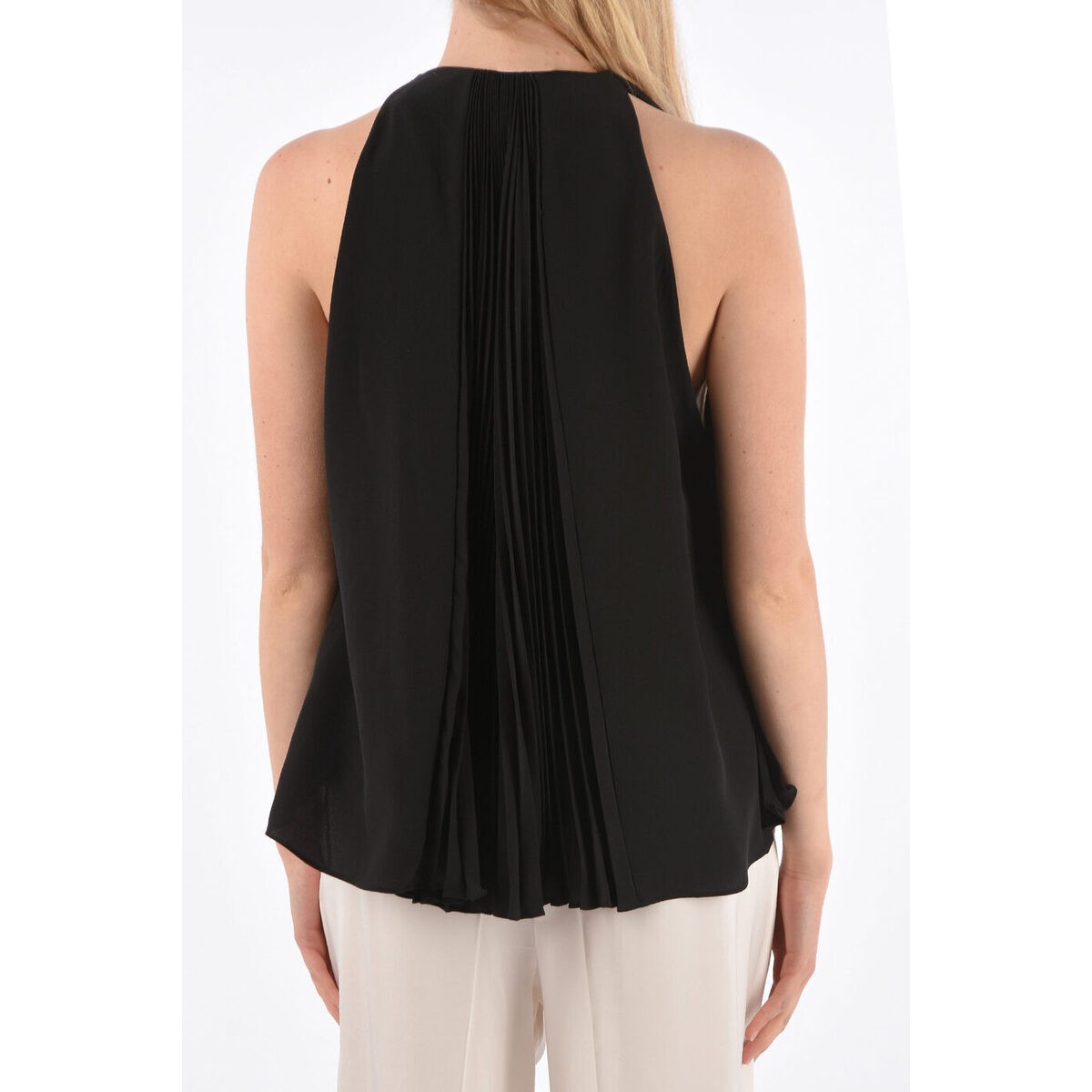 SAINT LAURENT PARIS/イヴ サンローラン Black レディース Silk Sleeveless Draped Top dk