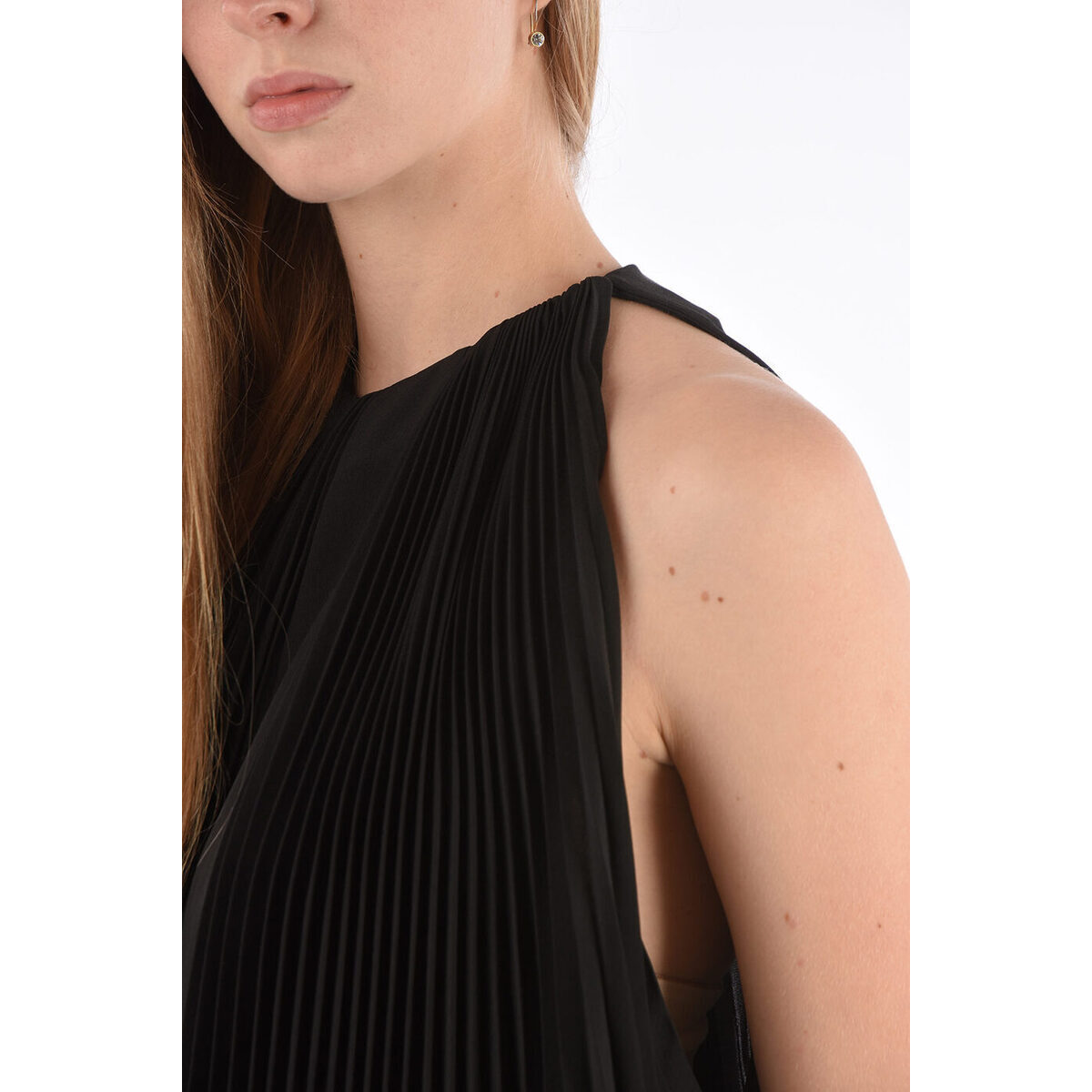 SAINT LAURENT PARIS/イヴ サンローラン Black レディース Silk Sleeveless Draped Top dk