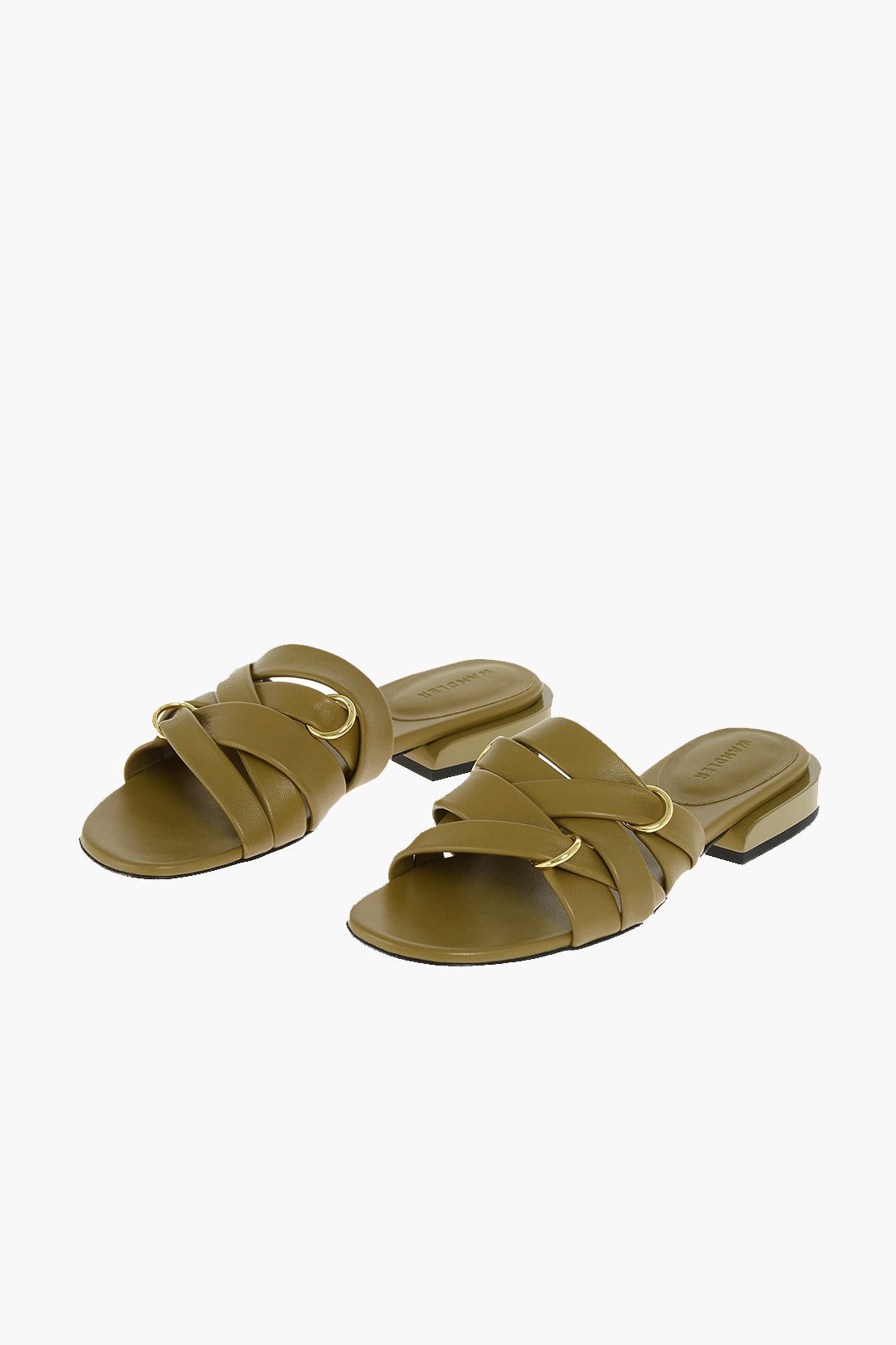  WANDLER ワンドラー フラットシューズ LARASLIPPER/OAK レディース CRISS-CROSSED LEATHER LARA SLIDES WITH GOLD-TONE RINGS  dk