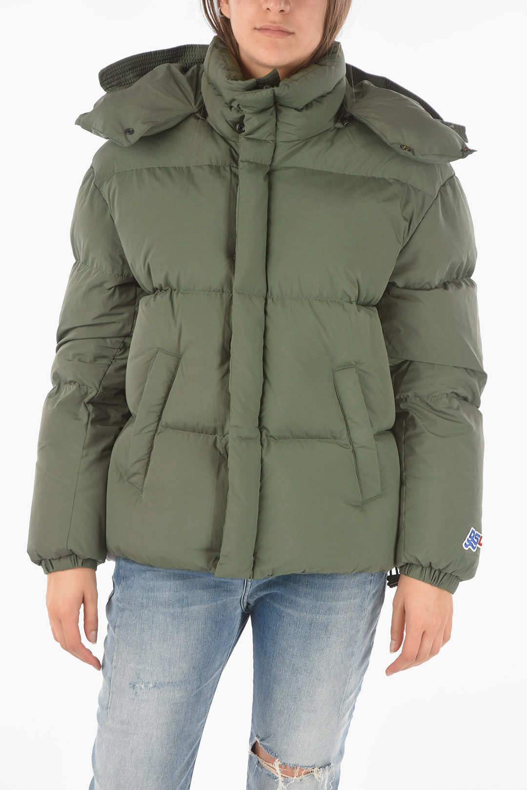 DIESEL ディーゼル Green ジャケット W-ROLF A05007 0AEAI 5BS レディース HIDDEN FASTENING W-ROLF DOWN JACKET WITH REMOVABLE HOOD 【関税・送料無料】【ラッピング無料】 dk
