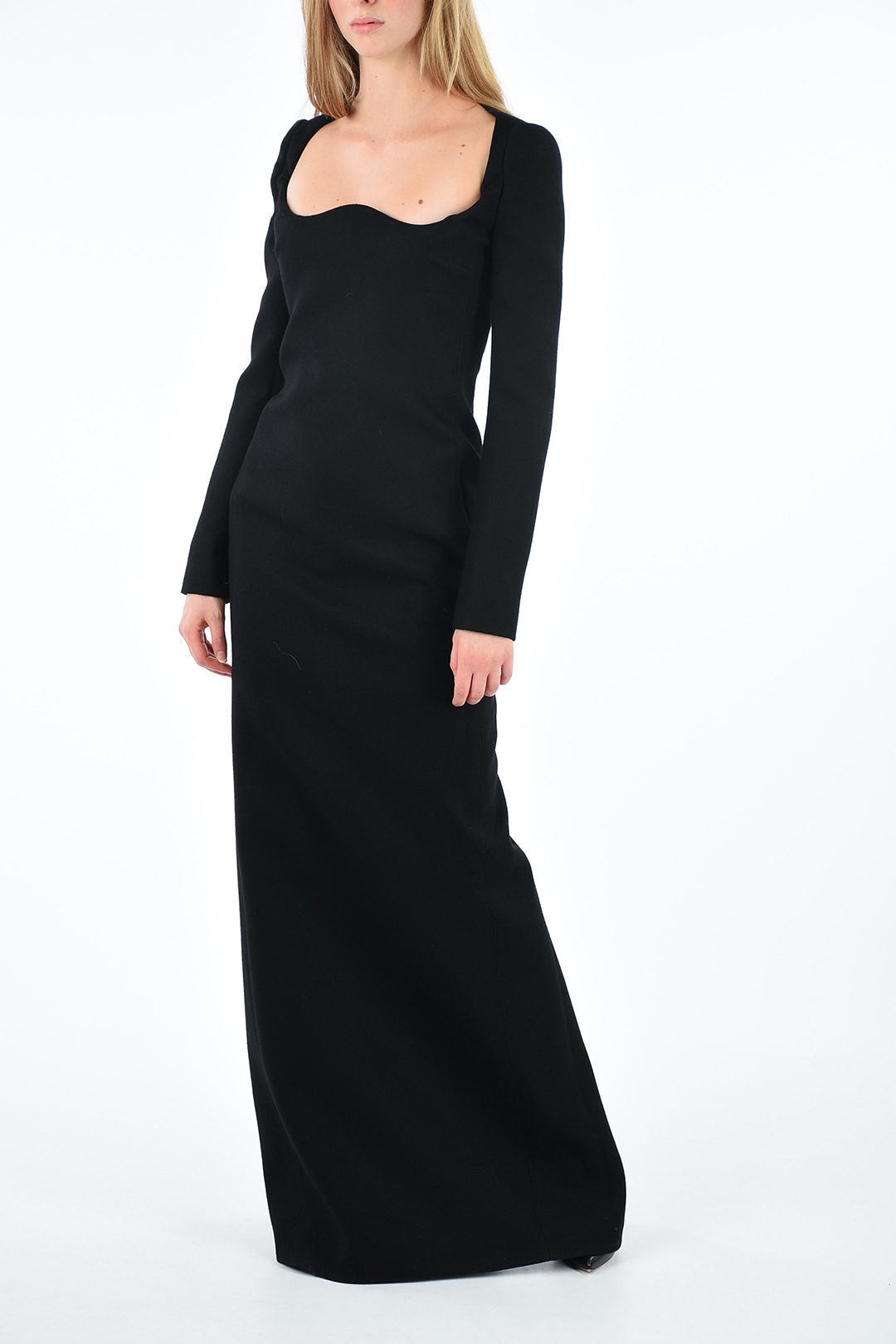 SAINT LAURENT PARIS イヴ サンローラン Black ドレス WF0 537584 Y621W 1000 レディース WOOL DRESS WITH SWEETHEART NECKLINE AND CORSET 【関税・送料無料】【ラッピング無料】 dkのサムネイル