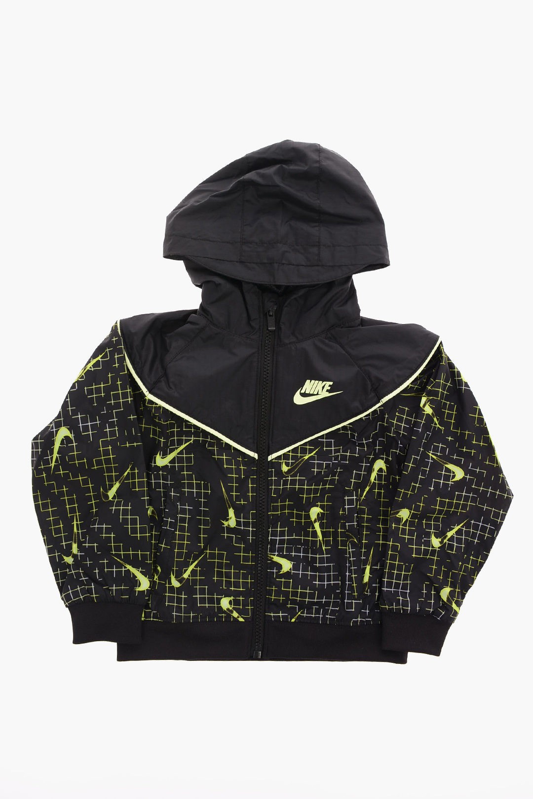 NIKE KIDS ナイキ ジャケット 86H529 023 ボーイズ ALL OVER LOGO-PRINT HOODED JACKET GLOW IN THE DA..