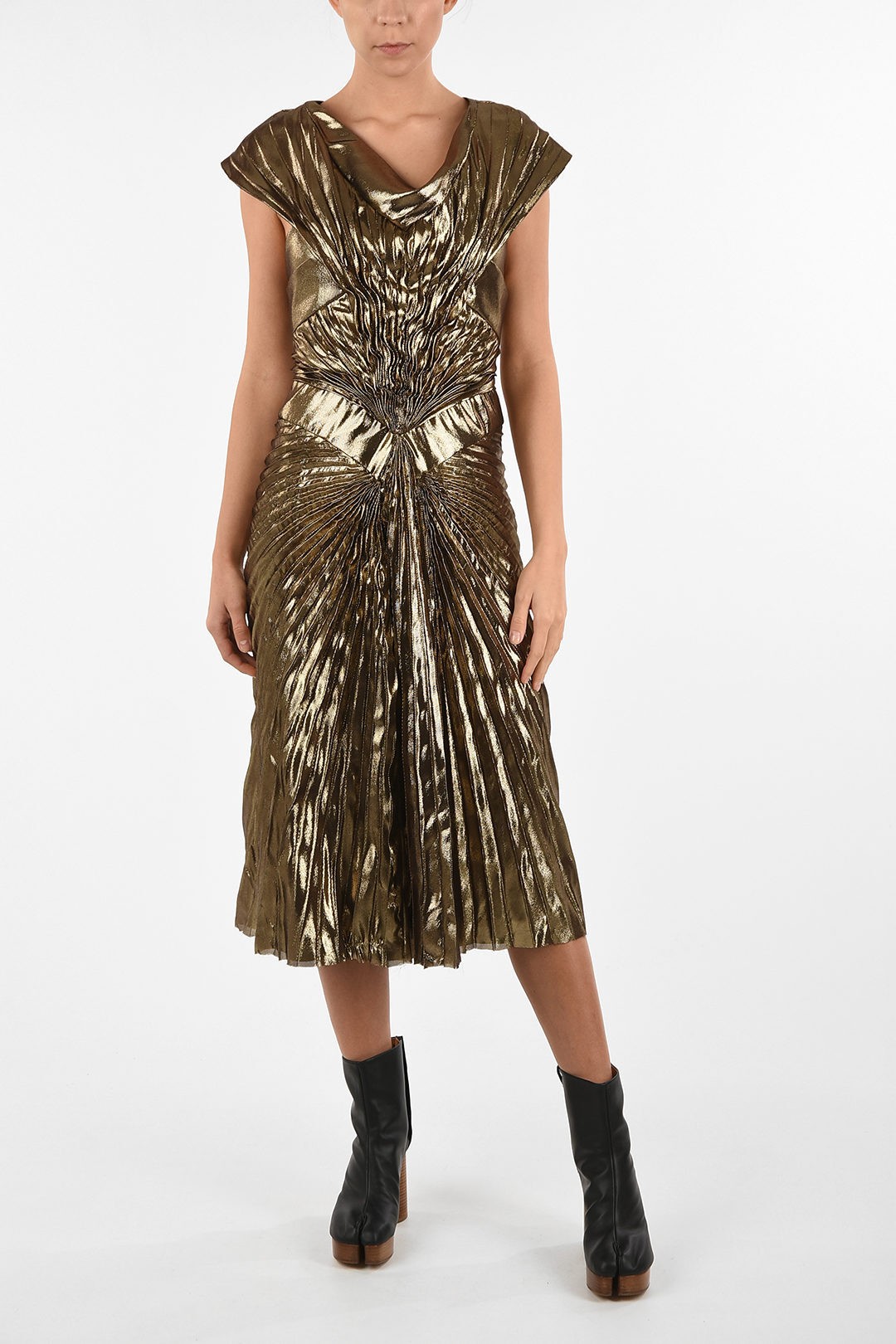 MAISON MARGIELA メゾン マルジェラ ドレス S29CT0718 S48868 906 レディース METALLIC FAUX LEATHER DRAPED EMPIRE DRESS 【関税・送料無料】【ラッピング無料】 dkのサムネイル