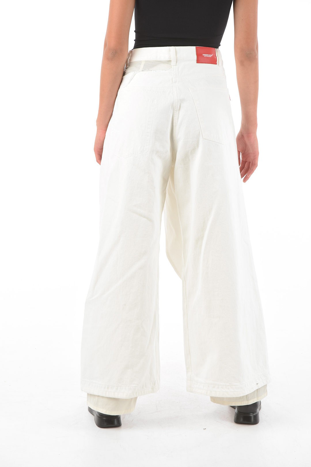 UNDERCOVER アンダーカバー White デニム UC2A1505-1 0 WHITE レディース JUN TAKAHASHI MAXI CUT OUT WIDE LEG JEANS 【関税・送料無料】【ラッピング無料】 dk