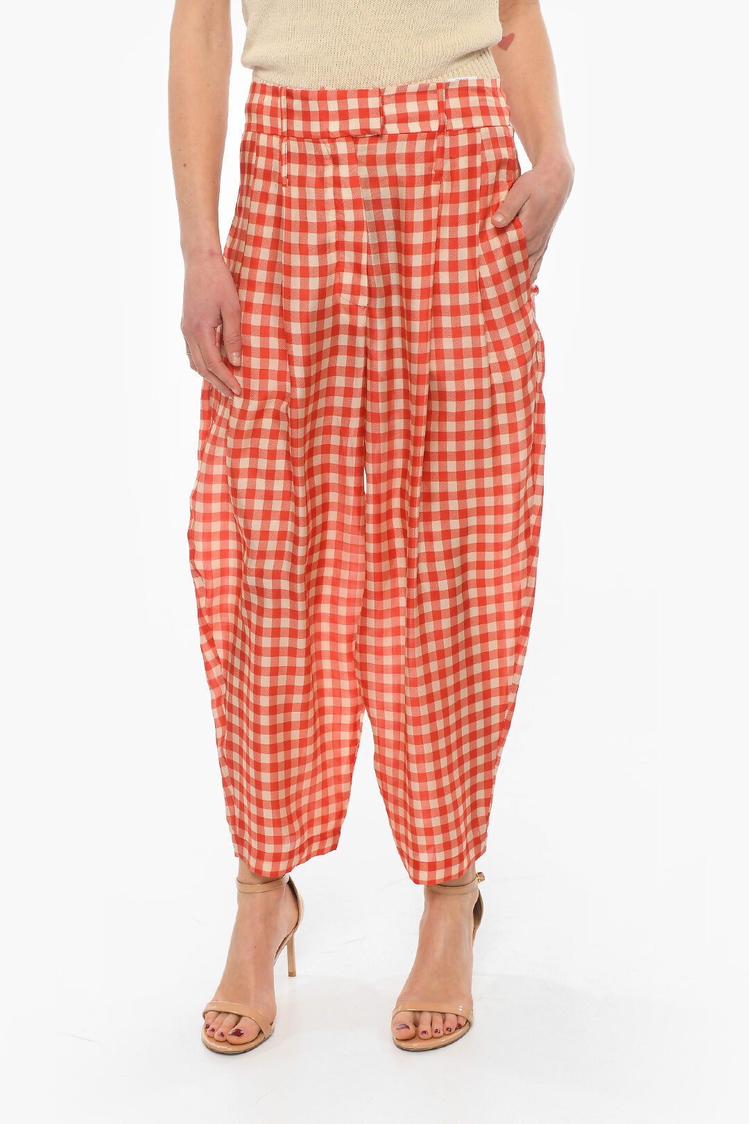 ݥȺ4!!  JEJIA ܥ ѥ ǥ Trousers SILK GINGGAM CHECKED ...