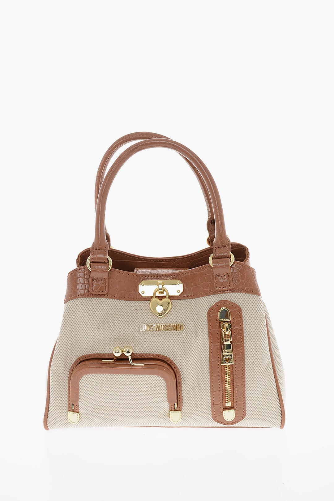MOSCHINO モスキーノ バッグ JC4281PP0GKE120A レディース LOVE BRAIDED FABRIC HANDLE BAG WITH CROCODILE EFFECT FAUX LE 【関税・送料無料】【ラッピング無料】 dkのサムネイル