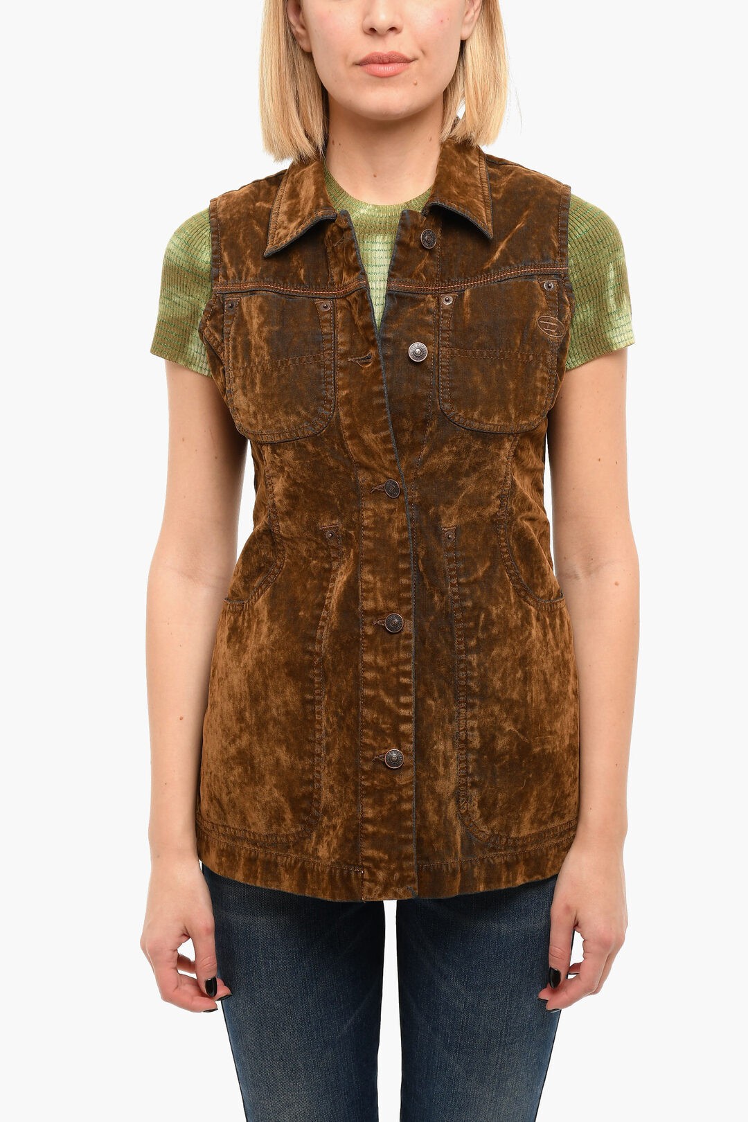 DIESEL ディーゼル ジャケット A05001 0ICVY 79R レディース MULTIPOCKET DE-VIK VEST WITH VISCOSE TR..