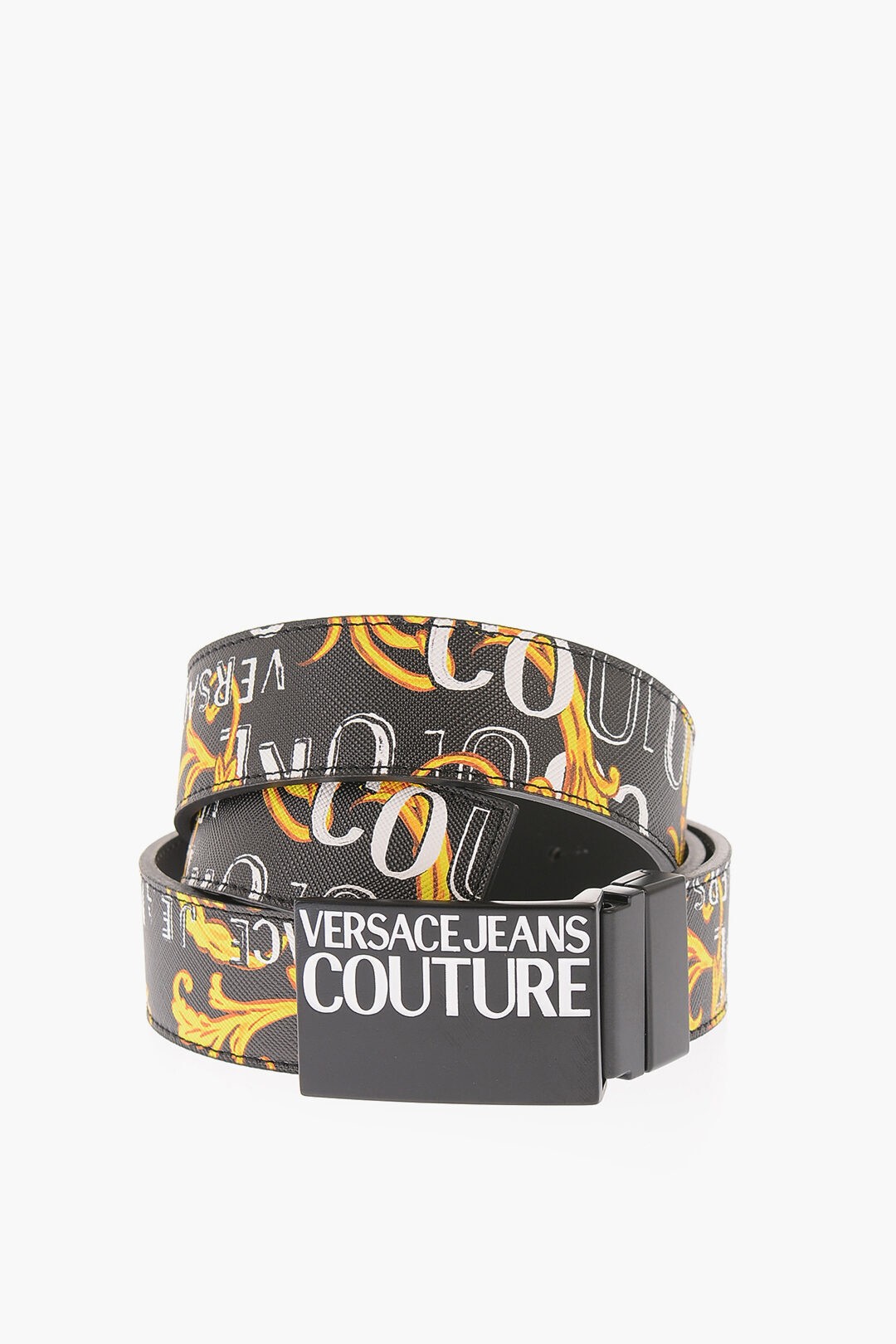 VERSACE FT[` xg 74YA6F32 ZS688 G89 Y JEANS COUTURE ALL-OVER BAROQUE AND LOGO BELT 35MM y֐ŁEzybsOz dk