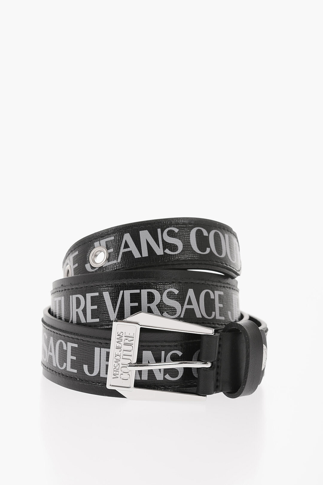 ヴェルサーチェ 革ベルト メンズ VERSACE ヴェルサーチ ベルト 74YA6F03 ZP243 PV3 メンズ JEANS COUTURE SAFFIANO LEATHER BELT WITH PRINTED LOGO 35MM 【関税・送料無料】【ラッピング無料】 dk