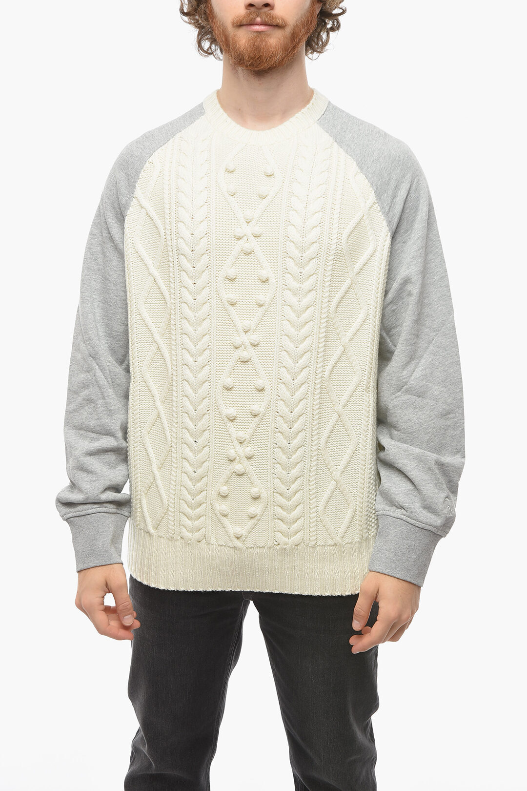 NEIL BARRETT ニール バレット ニットウェア PBMA062 T607C 1887 メンズ WOOL HYBRID PULLOVER WITH JERSEY SLEEVES 【関税・送料無料】【ラッピング無料】 dk