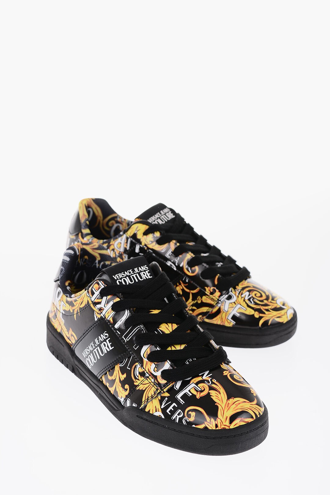 VERSACE ヴェルサーチ スニーカー 74YA3SD5 ZP218 G89 メンズ JEANS COUTURE BAROQUE MOTIF PATENT LEATHER BROOKLYN LOW-TOP 【関税・送料無料】【ラッピング無料】 dk