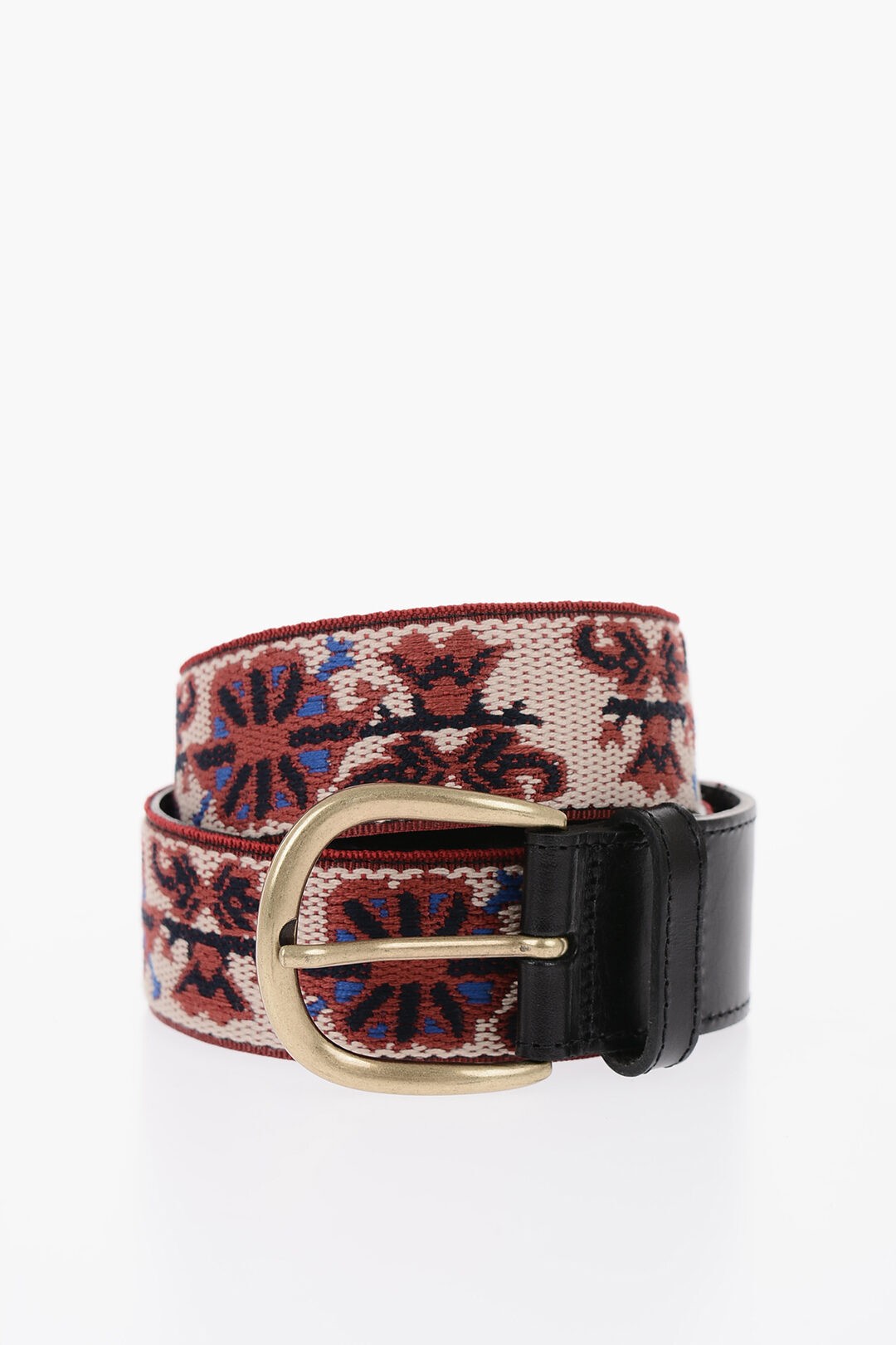 ISABEL MARANT CUx } xg CE0497 22H008J 01BK fB[X ALL-OVER EMBROIDERED ZAFH BELT WITH GOLDEN BUCKLE 40MM y֐ŁEzybsOz dk