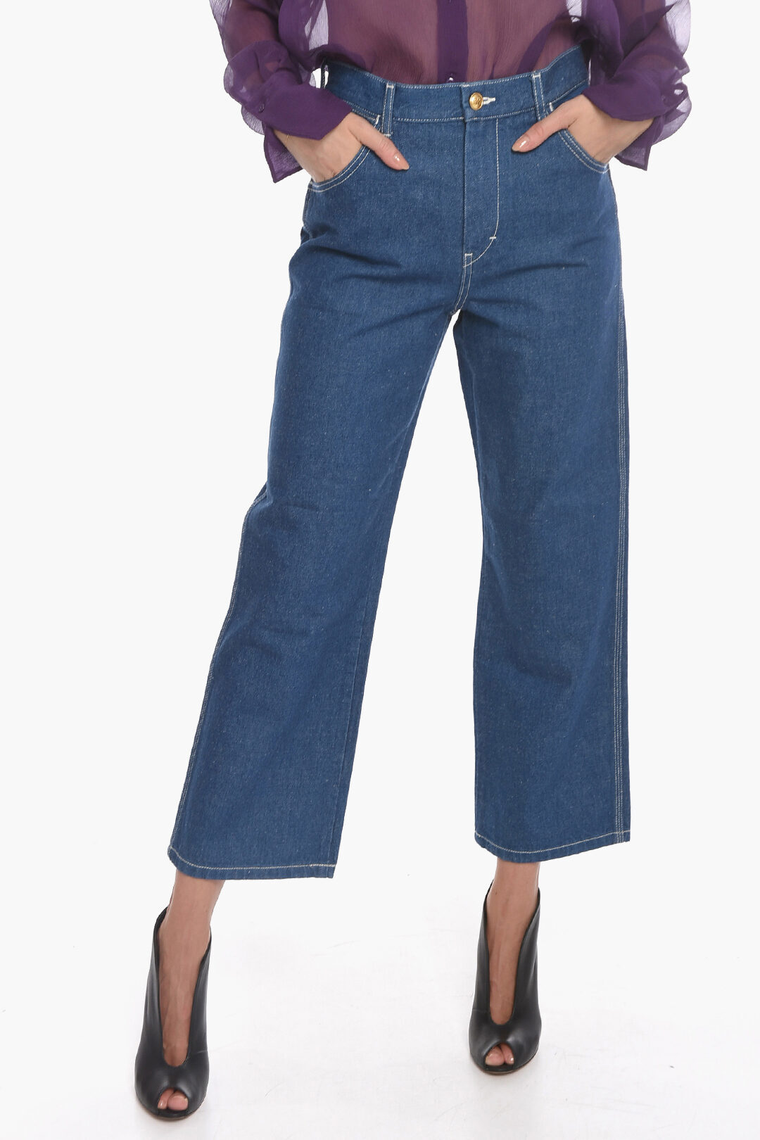 【本日5の付く日ポイント4倍!】 TORY BURCH トリー バーチ デニム 84559,442999999999 レディース CROPPED FLARED DENIMS WITH BACK LOGO PATCH 【関税・送料無料】【ラッピング無料】 dk