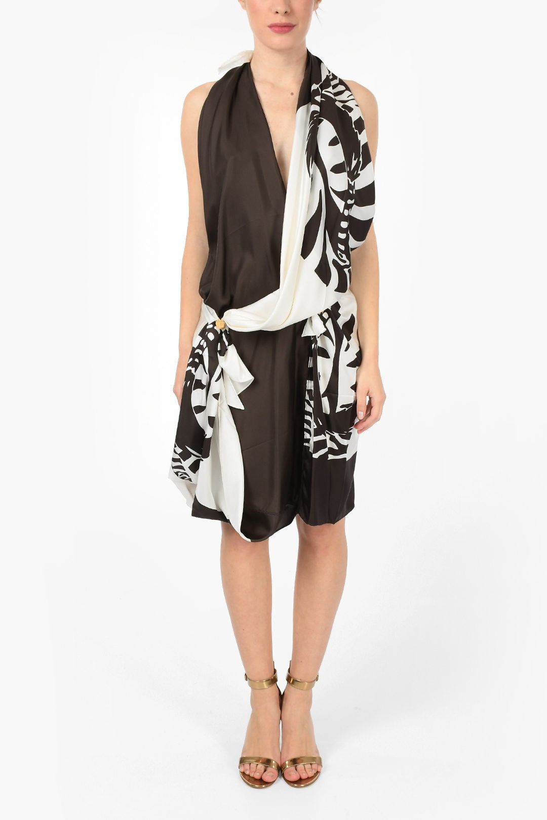 ܥåƥ ͥ BOTTEGA VENETA ԡ ɥ쥹 ǥ Dresses DRAPED ZEBRA HALTERNE...