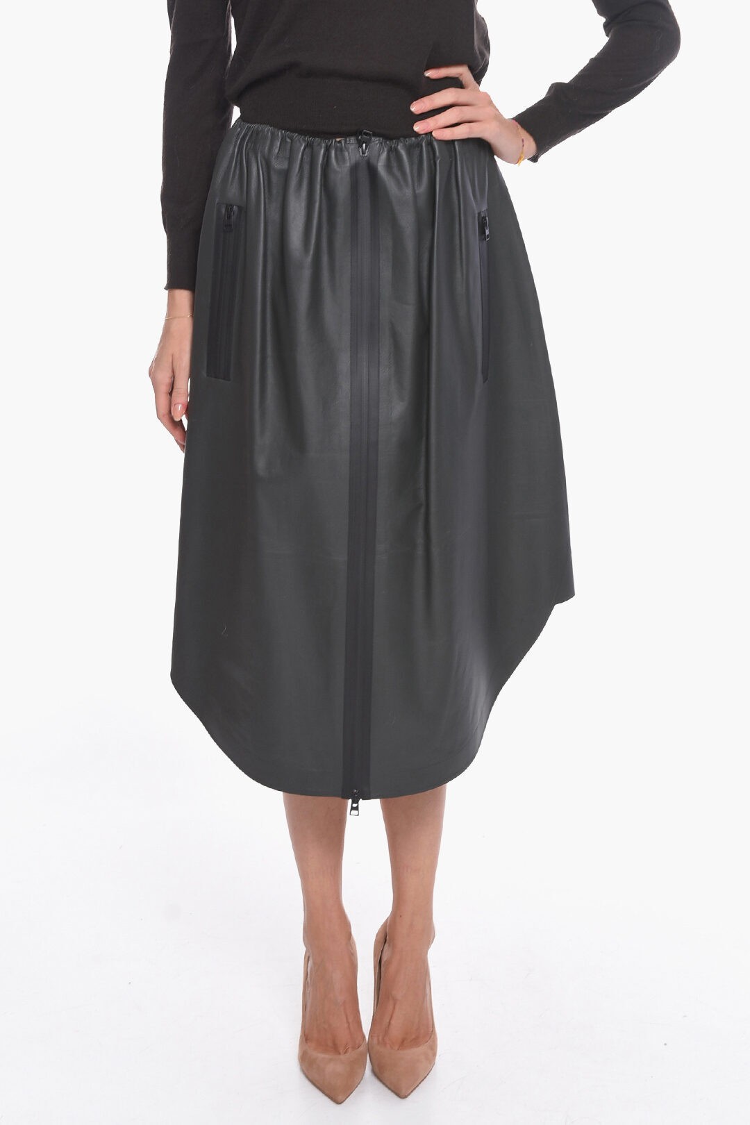 BOTTEGA VENETA ボッテガ ヴェネタ スカート 610370VKLP01422 レディース FRONT ZIPPED WATERPROOF LEATHER MIDI SKIRT 【関税・送料無料】【ラッピング無料】 dk