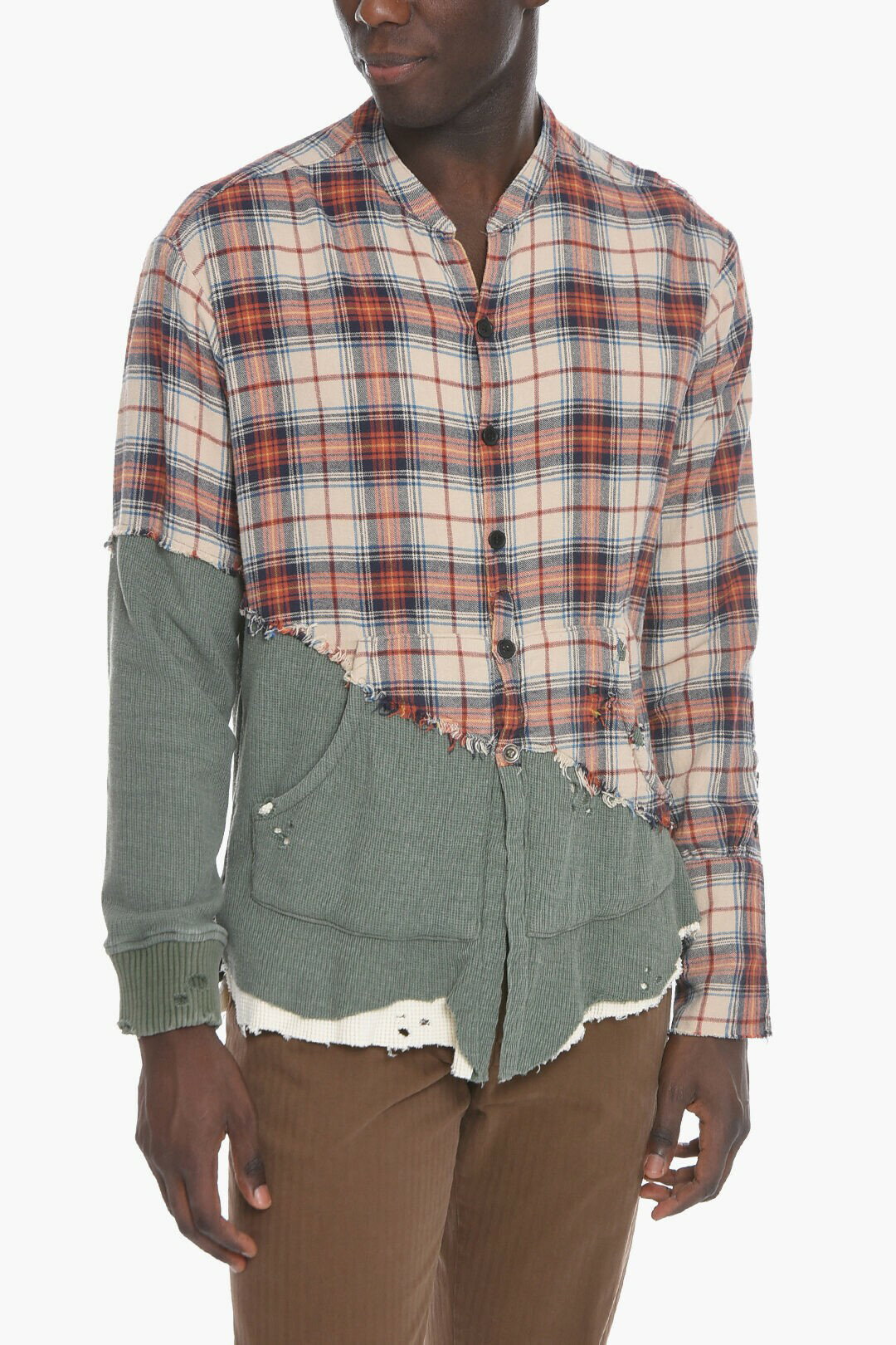 【楽天スーパーSALE!!200000円以上5000円OFFクーポン対象】 GREG LAUREN グレッグ ローレン シャツ M101 ORANGEBEIGE メンズ PLAID UNSTRUCTURED SHIRT 【関税・送料無料】【ラッピング無料】 dk